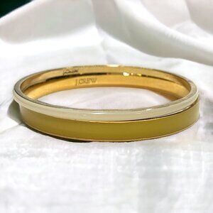 J.Crew Slim Bangle Set of Two Enamel & Gold Tone Metal White Yellow 2.5"